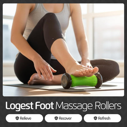 Foot Massage Roller - for Trigger Point Therapy, Injury Rehabilitation & Deep Tissue Massage - Prevent Stiffness & Improve Strength - Silicon with Nodules (Blue - Green)