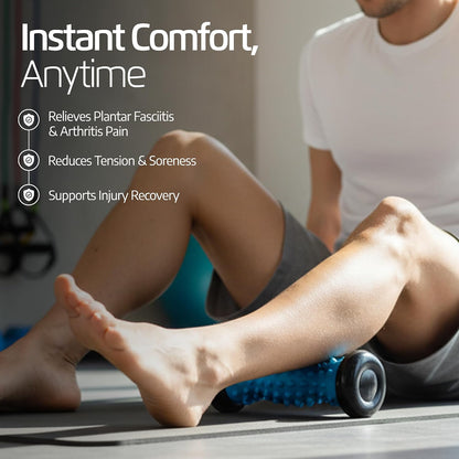 Foot Massage Roller - for Trigger Point Therapy, Injury Rehabilitation & Deep Tissue Massage - Prevent Stiffness & Improve Strength - Silicon with Nodules (Blue - Green)