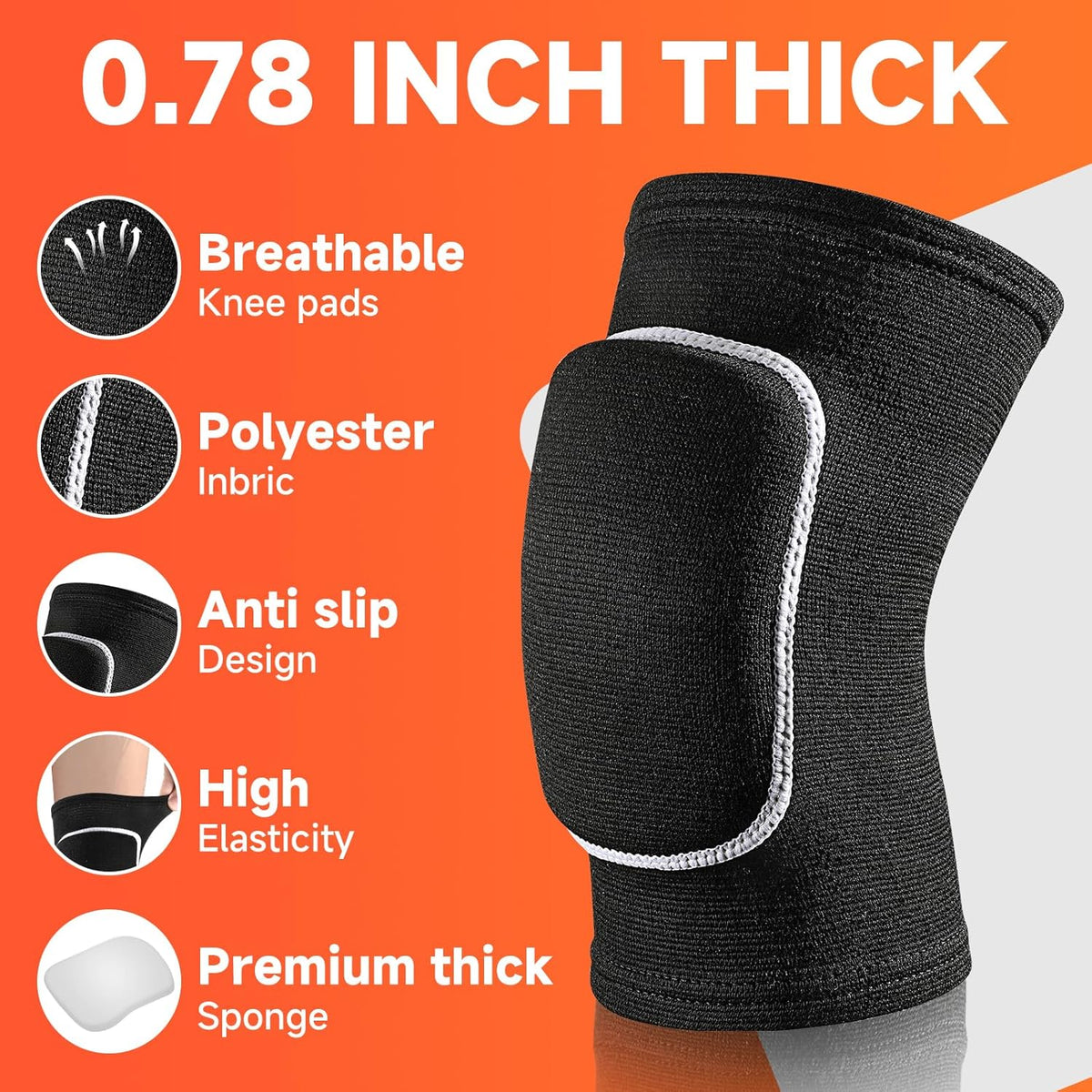 Volleyball Knee Pads knee brace for Women Kids Girls，Soft and Breathable Knee Pads for Volleyball, Dancing, Football, Yoga, Basketball, and Skating - Protective Knee Pads for Adults and Kids (Black White, Large)