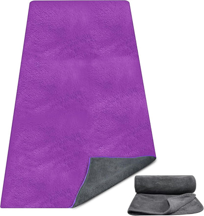 Yoga Mat Towel, Extra Thick (600GSM) Soft Hot Yoga Towel, Non-Slip and Sweat Absorbent for Hot Yoga, Bikram, Pilates, and Fitness, 72" x 27.5", Dual-Color, Grey/Pink
