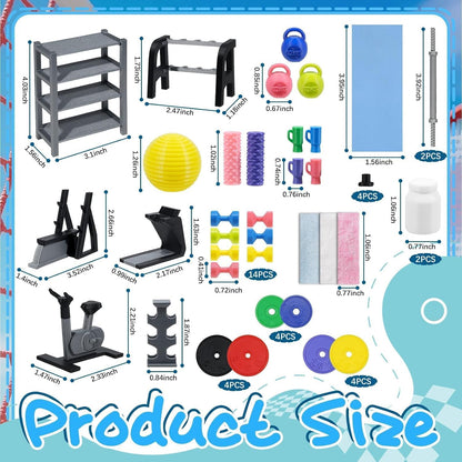 50 Pcs Miniature Gym Equipment Set, Plastic Mini House Fitness Accessories