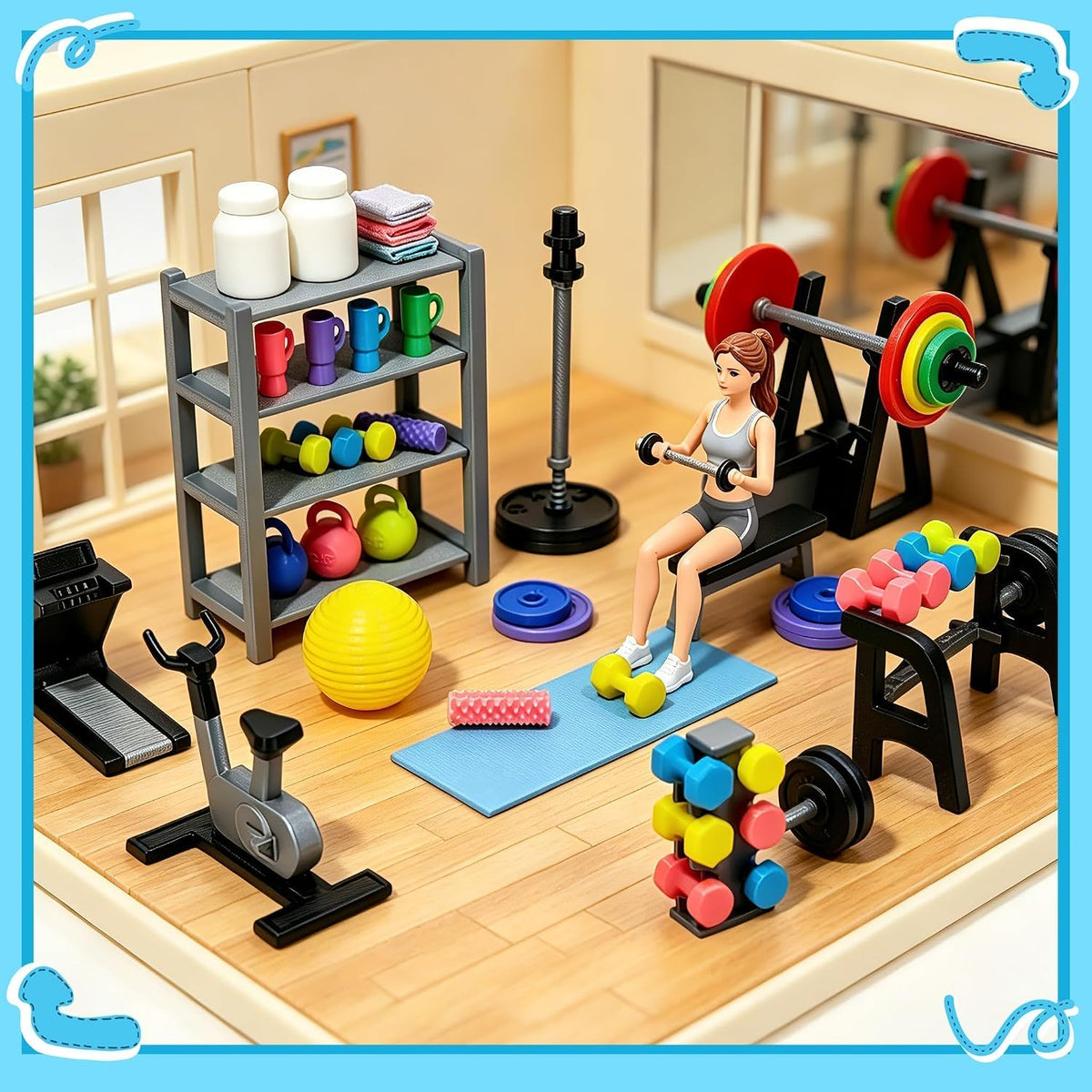 50 Pcs Miniature Gym Equipment Set, Plastic Mini House Fitness Accessories