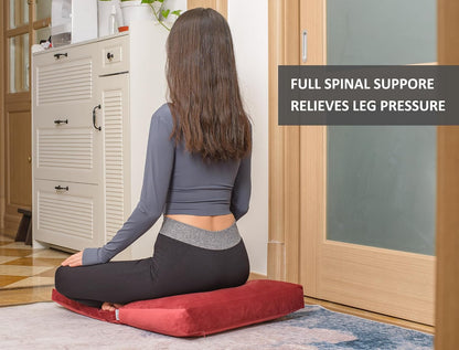 Meditation Cushion,Velvet Meditation Pillow and Zabuton 2-in-1 Portable Design(50 * 70CM). (Blue, Service H：9cm)
