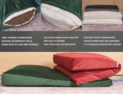 Meditation Cushion,Velvet Meditation Pillow and Zabuton 2-in-1 Portable Design(50 * 70CM). (Blue, Service H：9cm)