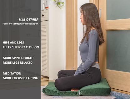 Meditation Cushion,Velvet Meditation Pillow and Zabuton 2-in-1 Portable Design(50 * 70CM). (Blue, Service H：9cm)