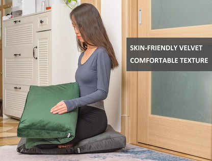 Meditation Cushion,Velvet Meditation Pillow and Zabuton 2-in-1 Portable Design(50 * 70CM). (Blue, Service H：9cm)
