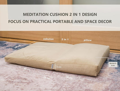 Meditation Cushion,Velvet Meditation Pillow and Zabuton 2-in-1 Portable Design(50 * 70CM). (Blue, Service H：9cm)