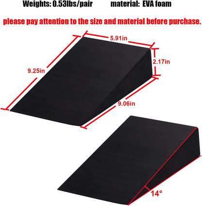 Squat Wedge Block Non-Slip Slant Board Calf Stretcher, 2pcs Ankle Knee Leg Stretcher, Heavy Duty Incline Ramp for Heel Elevated Squat, ATG Split Squat, deadlift, Lunge, Yoga, Pilates, Physical Therapy