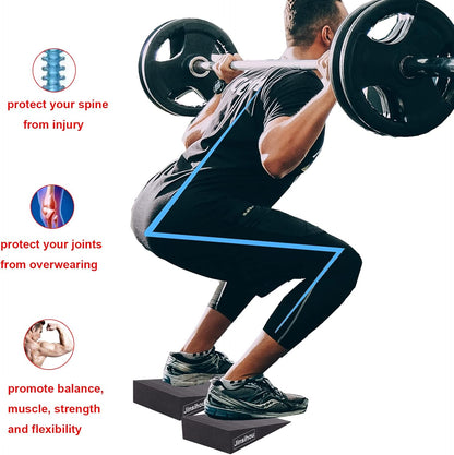 Squat Wedge Block Non-Slip Slant Board Calf Stretcher, 2pcs Ankle Knee Leg Stretcher, Heavy Duty Incline Ramp for Heel Elevated Squat, ATG Split Squat, deadlift, Lunge, Yoga, Pilates, Physical Therapy