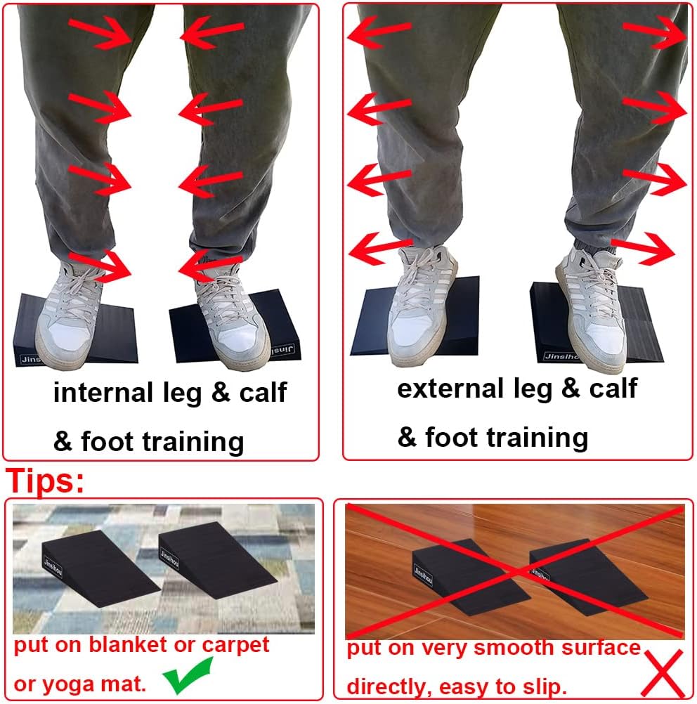 Squat Wedge Block Non-Slip Slant Board Calf Stretcher, 2pcs Ankle Knee Leg Stretcher, Heavy Duty Incline Ramp for Heel Elevated Squat, ATG Split Squat, deadlift, Lunge, Yoga, Pilates, Physical Therapy