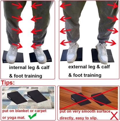 Squat Wedge Block Non-Slip Slant Board Calf Stretcher, 2pcs Ankle Knee Leg Stretcher, Heavy Duty Incline Ramp for Heel Elevated Squat, ATG Split Squat, deadlift, Lunge, Yoga, Pilates, Physical Therapy