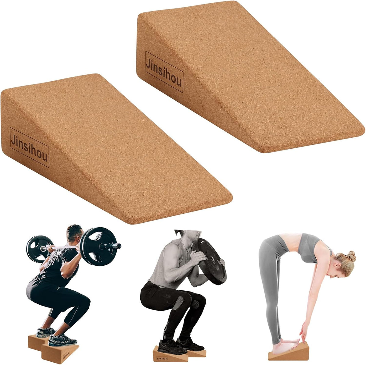 Squat Wedge Block Non-Slip Slant Board Calf Stretcher, 2pcs Ankle Knee Leg Stretcher, Heavy Duty Incline Ramp for Heel Elevated Squat, ATG Split Squat, deadlift, Lunge, Yoga, Pilates, Physical Therapy