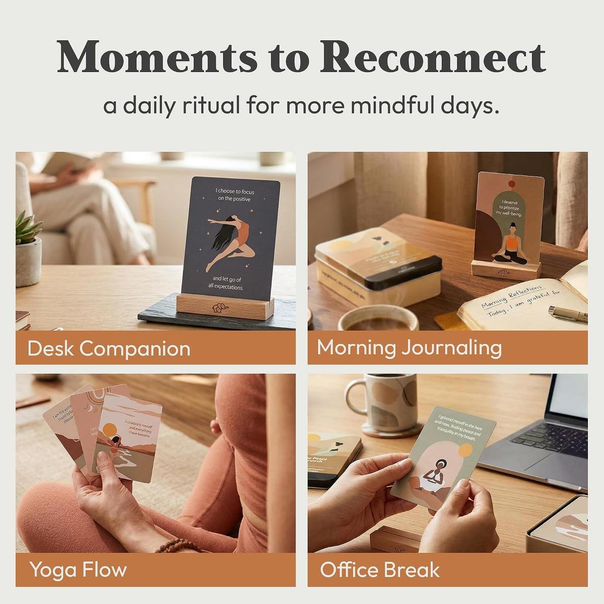 Daily Positive Affirmation Cards for Women - 50 Mindfulness Meditation Cards for Self Care in Tin Box with Wooden Stand - Motivational & Inspirational Gifts for Women, Best Friend, Sister