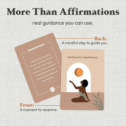 Daily Positive Affirmation Cards for Women - 50 Mindfulness Meditation Cards for Self Care in Tin Box with Wooden Stand - Motivational & Inspirational Gifts for Women, Best Friend, Sister