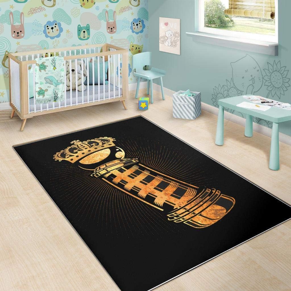 Barber Rug Gold King Barber Pole Black Full Size Area Rug for Living Dinning Room Bedroom Kitchen, Nursery Rug Floor Carpet Yoga Mat