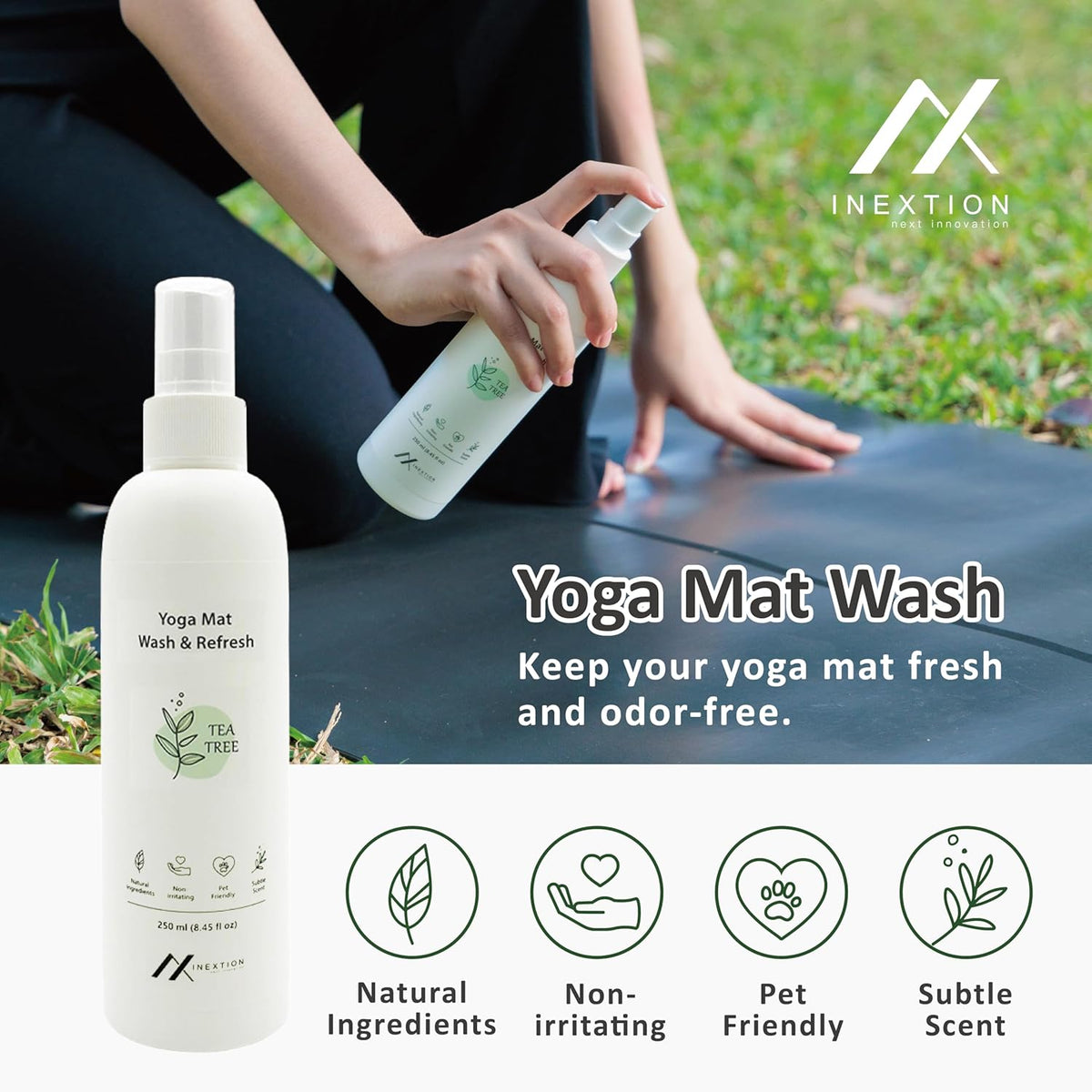 Yoga Mat Wash – Yoga Mat Spray for All Mats - Tea Tree - 8.45fl oz
