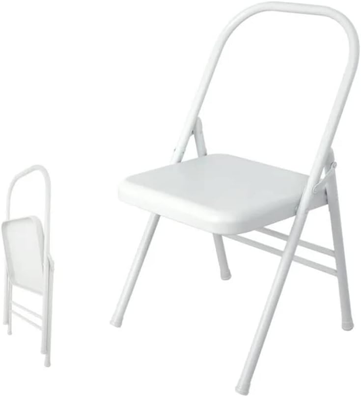Transform Your Yoga Practice Reinforced Folding Yoga Chair - Perfect for Backbends, Restorative Poses, and More,White Without Cushion