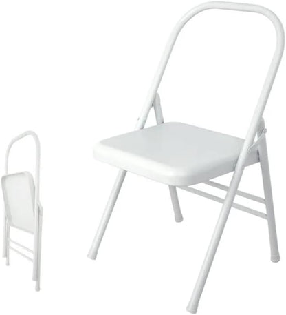 Transform Your Yoga Practice Reinforced Folding Yoga Chair - Perfect for Backbends, Restorative Poses, and More,White Without Cushion