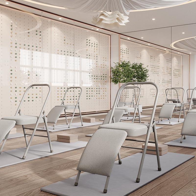 Transform Your Yoga Practice Reinforced Folding Yoga Chair - Perfect for Backbends, Restorative Poses, and More,White Without Cushion