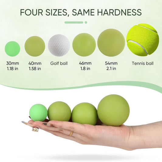 Firm Massage Lacrosse Ball Set, 4 Sizes for Myofascial Release