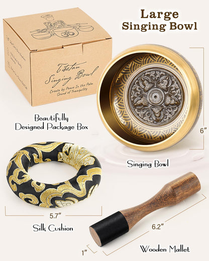 Tibetan Singing Bowls, Large Authentic Meditation Sound Bowl