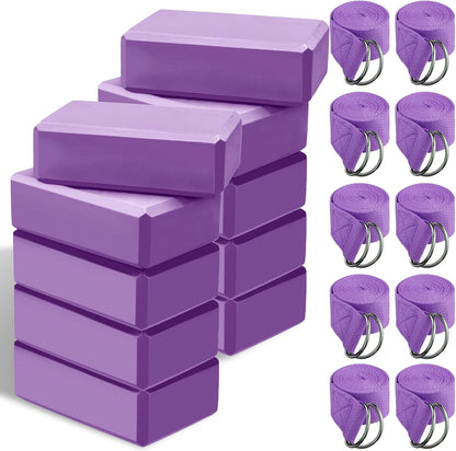 10 Set Yoga Blocks and Straps, EVA Foam Blocks for Yoga Class