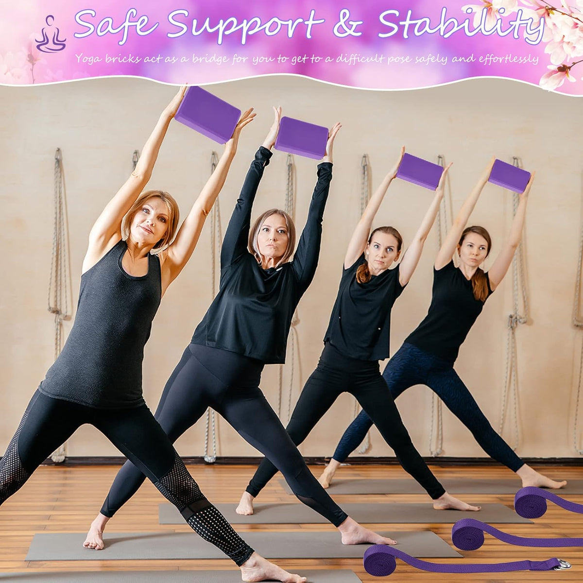 10 Set Yoga Blocks and Straps, EVA Foam Blocks for Yoga Class