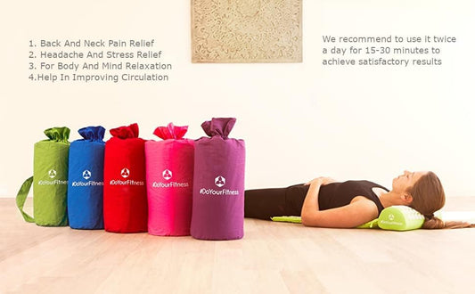 # Acupressure Mat and Pillow Set - Relieves Stress, Back, Neck, and Sciatic Pain - Comes with a Vinyl Carry Bag for Storage and Travel - Red