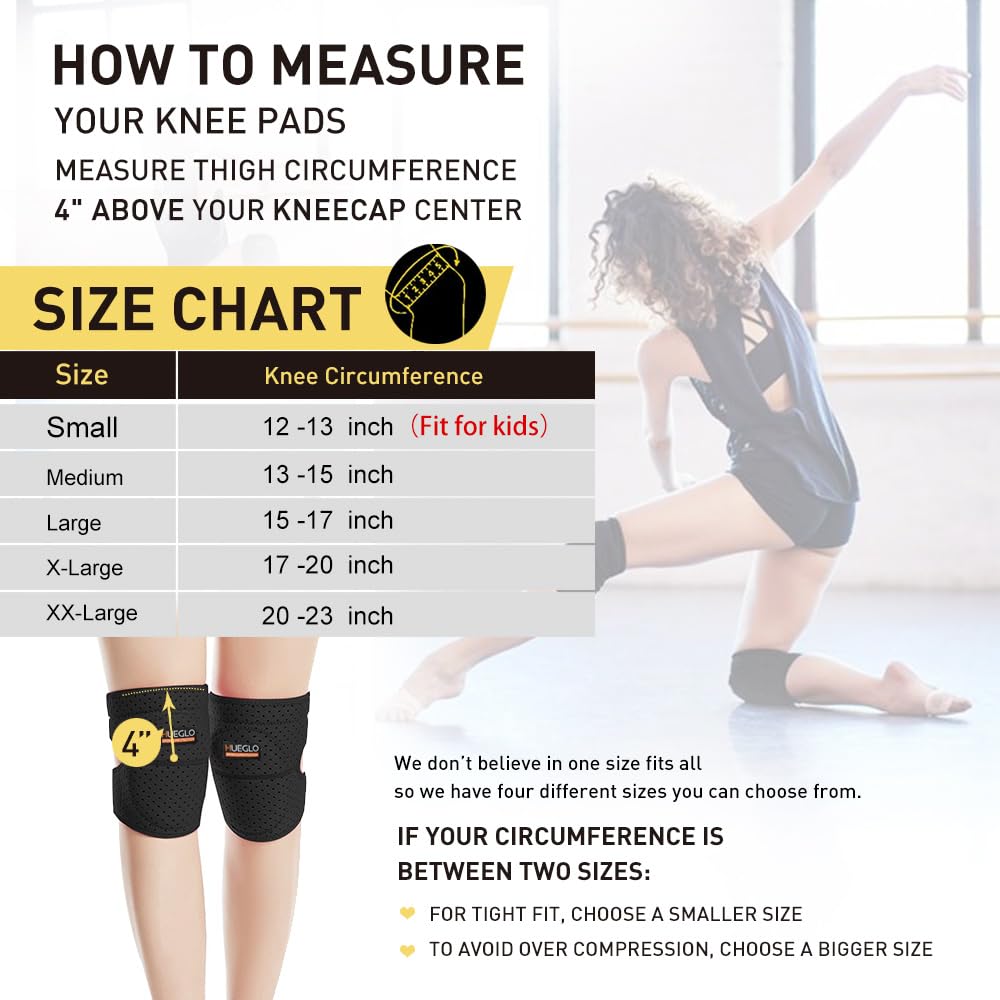 HUEGLO Dance Volleyball Knee Pads for Women,Soft Cushion for Work,Medium