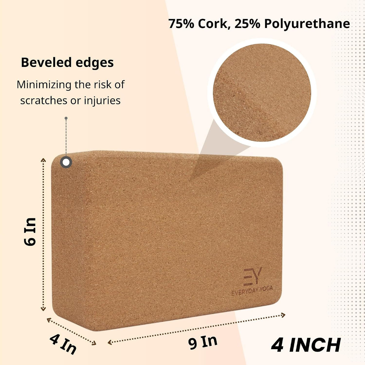 Premium Cork Block, Natural Cork, 3in/4in/5in Thick, 1 Block