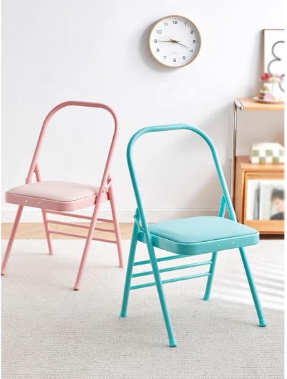 Yoga Inversion Chair,Yoga assistive Chair with Lumbar Back Support,Metal Folding Chair with Removable seat Cushion,Backless Yoga Chair,Foldable Adult Portable Yoga Chair