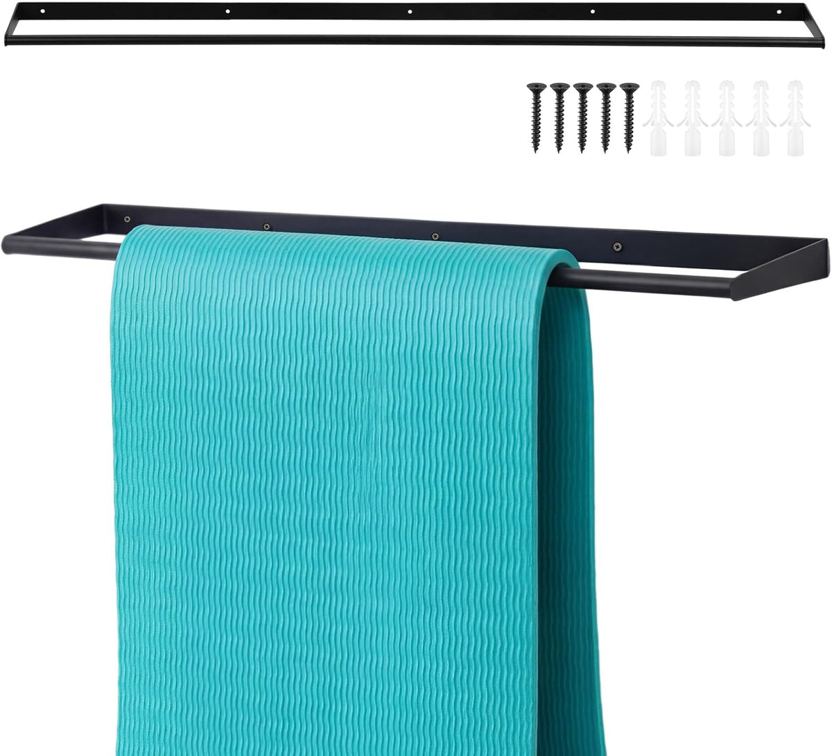 49 x 7 x 2 Yoga Mat Holder Hanging Mat Wall-mounted Rack Holds up to 60 Exercise Mats Holder for Home Gym, Fitness Classes, Yoga Studio