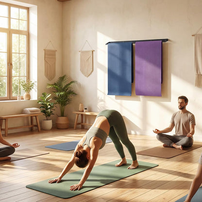 49 x 7 x 2 Yoga Mat Holder Hanging Mat Wall-mounted Rack Holds up to 60 Exercise Mats Holder for Home Gym, Fitness Classes, Yoga Studio