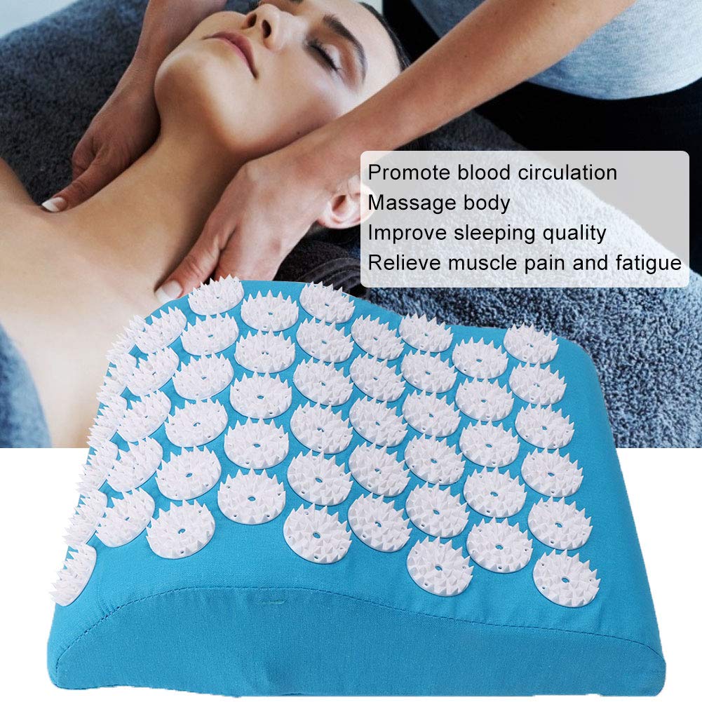 Acupuncture Pillow, Acupuncture Pillow for Neck Pain Relief Massage Cushion Pillow for Muscle Pain Relief Circulation Back Neck Pain Relief,Stress Relief(Blue)