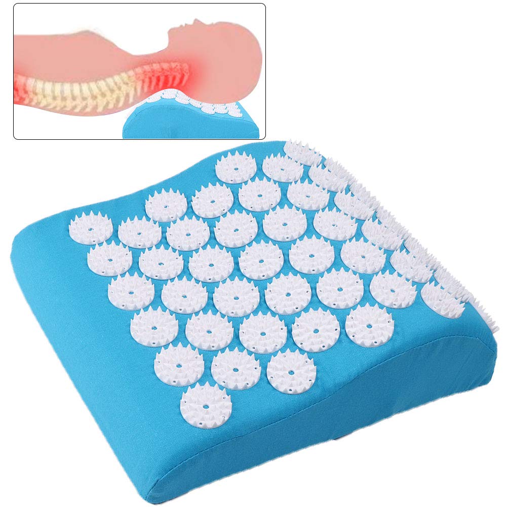 Acupuncture Pillow, Acupuncture Pillow for Neck Pain Relief Massage Cushion Pillow for Muscle Pain Relief Circulation Back Neck Pain Relief,Stress Relief(Blue)
