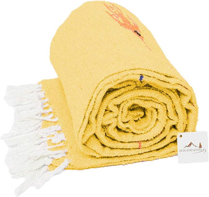 Open Road Goods Mexican Thunderbird Yoga Blanket, Handwoven Throw for Yoga, Meditation, and Home Décor – Versatile Blanket for Beach, Picnic, Camping, or Outdoor Use