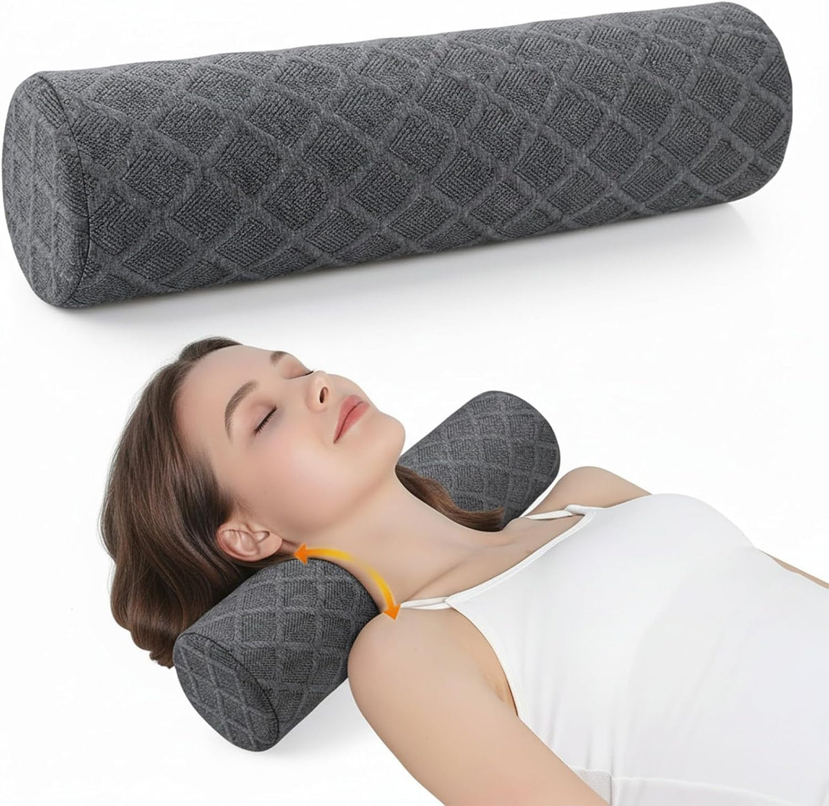 3.9" Small Neck Roll Memory Foam Pillow Cylinder,Detachable Cover