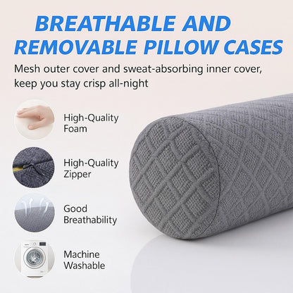 3.9" Small Neck Roll Memory Foam Pillow Cylinder,Detachable Cover