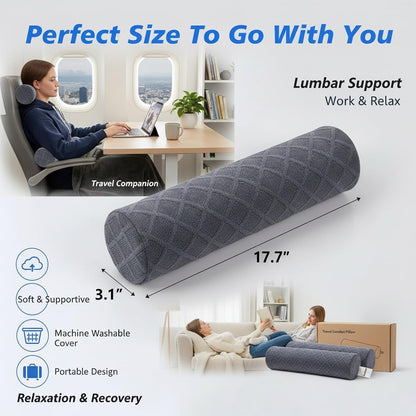3.9" Small Neck Roll Memory Foam Pillow Cylinder,Detachable Cover