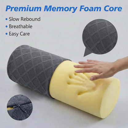 3.9" Small Neck Roll Memory Foam Pillow Cylinder,Detachable Cover