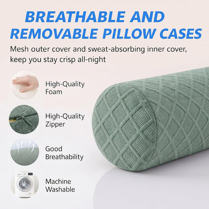 3.9" Small Neck Roll Memory Foam Pillow Cylinder,Detachable Cover