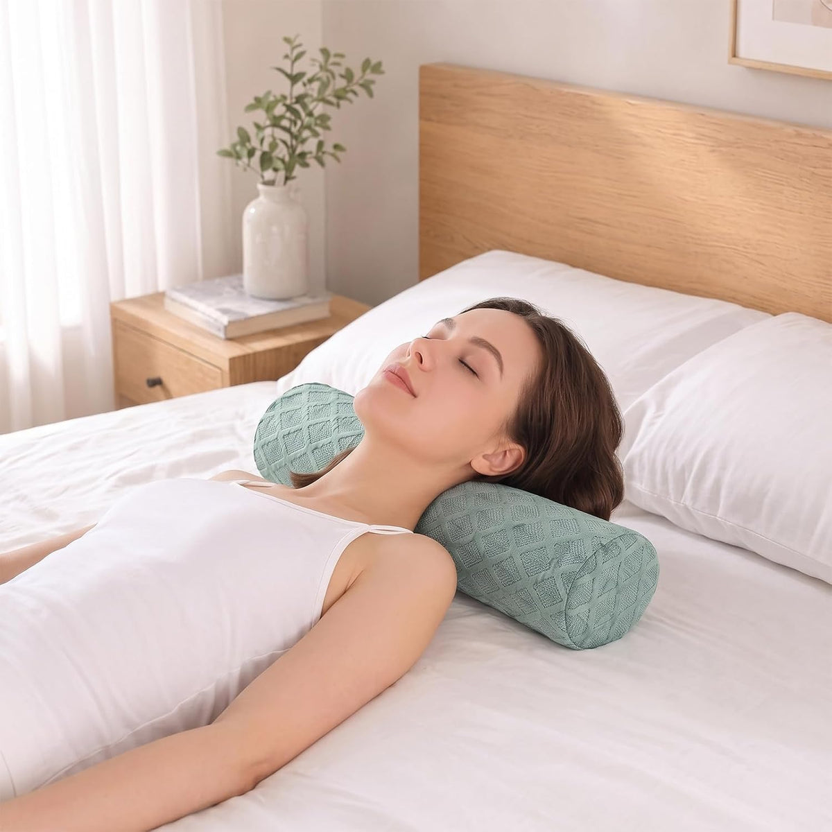 3.9" Small Neck Roll Memory Foam Pillow Cylinder,Detachable Cover