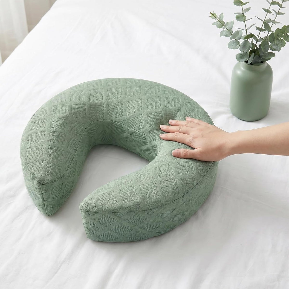 3.9" Small Neck Roll Memory Foam Pillow Cylinder,Detachable Cover
