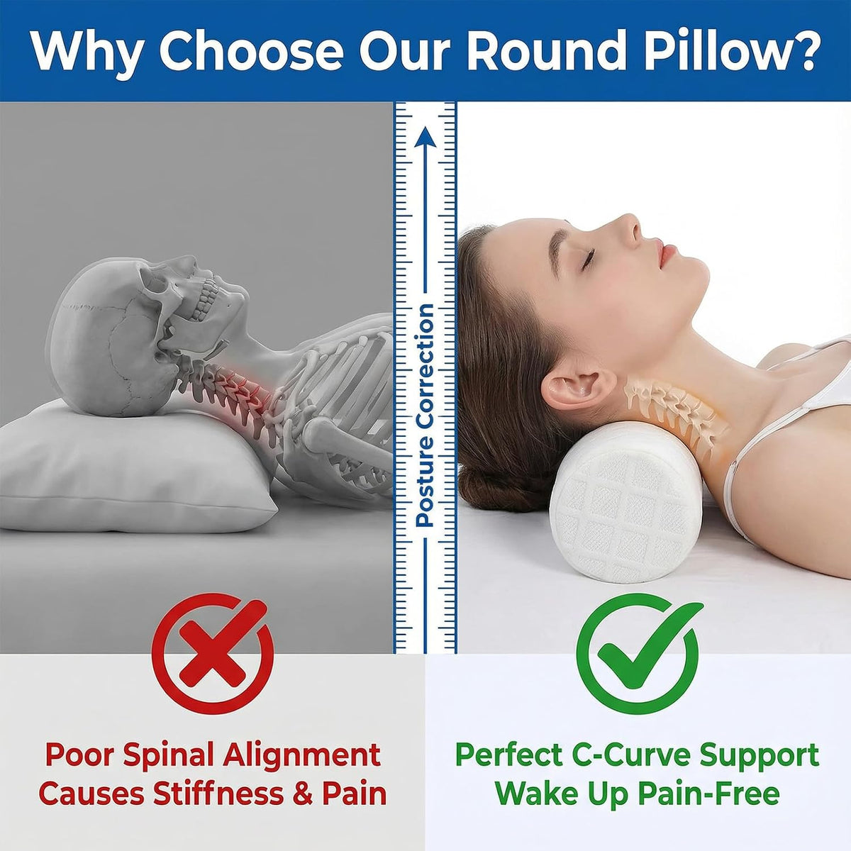 3.9" Small Neck Roll Memory Foam Pillow Cylinder,Detachable Cover