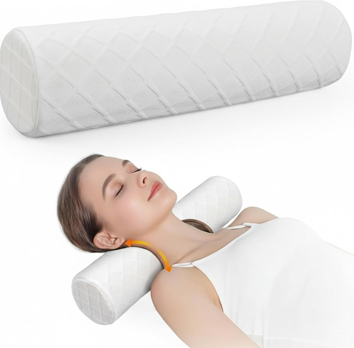 3.9" Small Neck Roll Memory Foam Pillow Cylinder,Detachable Cover