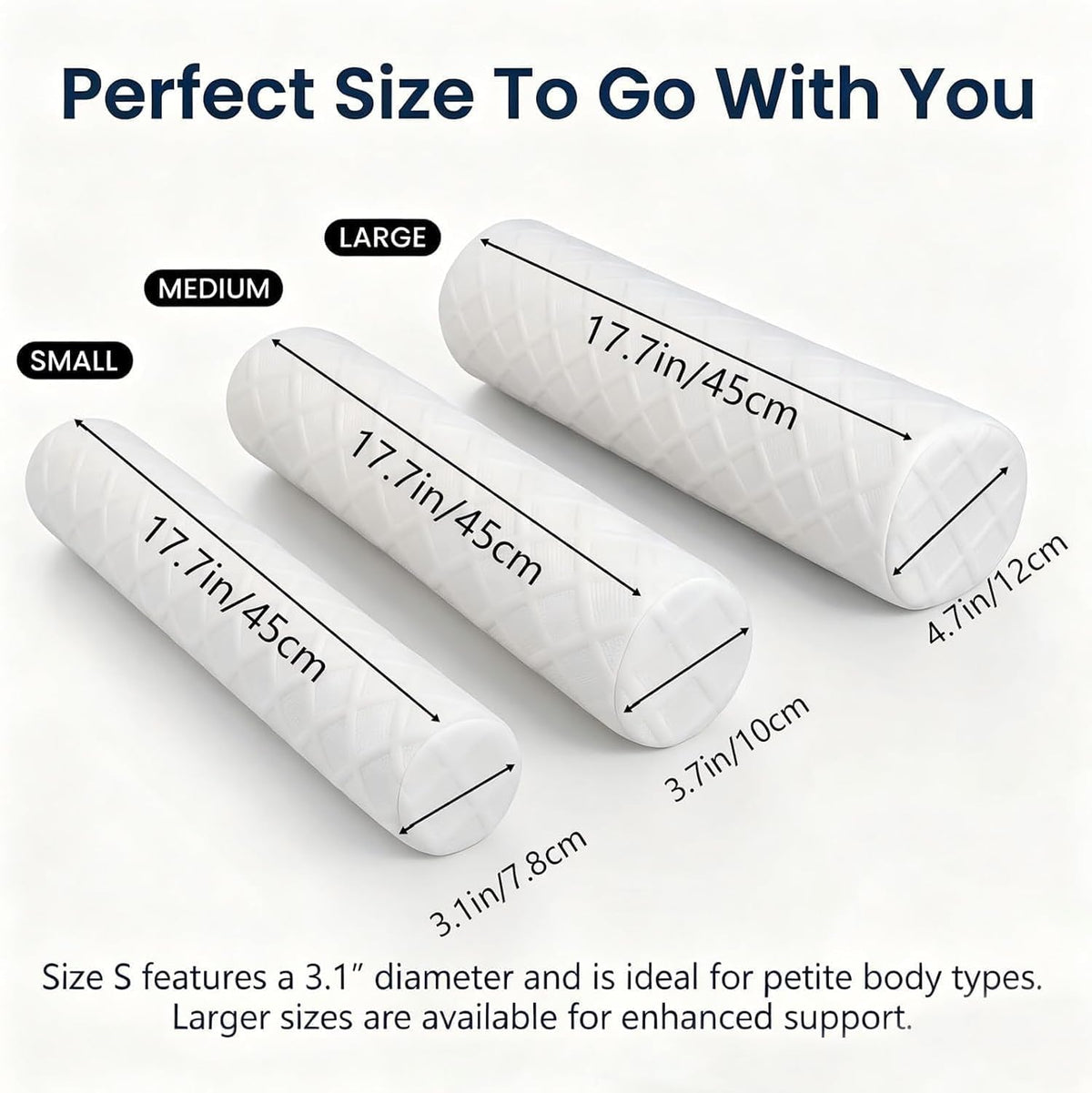 3.9" Small Neck Roll Memory Foam Pillow Cylinder,Detachable Cover