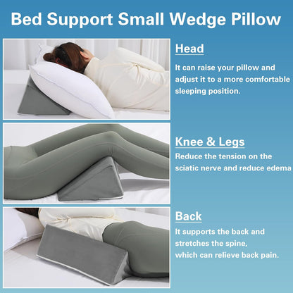 Small Wedge Pillow for Side Sleeping, Premium Foam Bed Pillow for Side Sleeping,Triangle Wedge Pillow for Leg Elevation,Yoga,Reduce Back Pain