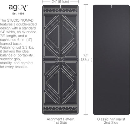 STUDIO NOMAD Premium Yoga Mat – 6mm Cushioned, Non-Slip, Double-Sided Design with Alignment Pattern – For Comfort, Stability & Joint Protection – Easy Clean, Ideal for Home, Studio & Travel