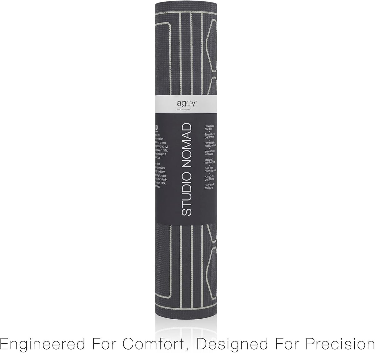 STUDIO NOMAD Premium Yoga Mat – 6mm Cushioned, Non-Slip, Double-Sided Design with Alignment Pattern – For Comfort, Stability & Joint Protection – Easy Clean, Ideal for Home, Studio & Travel