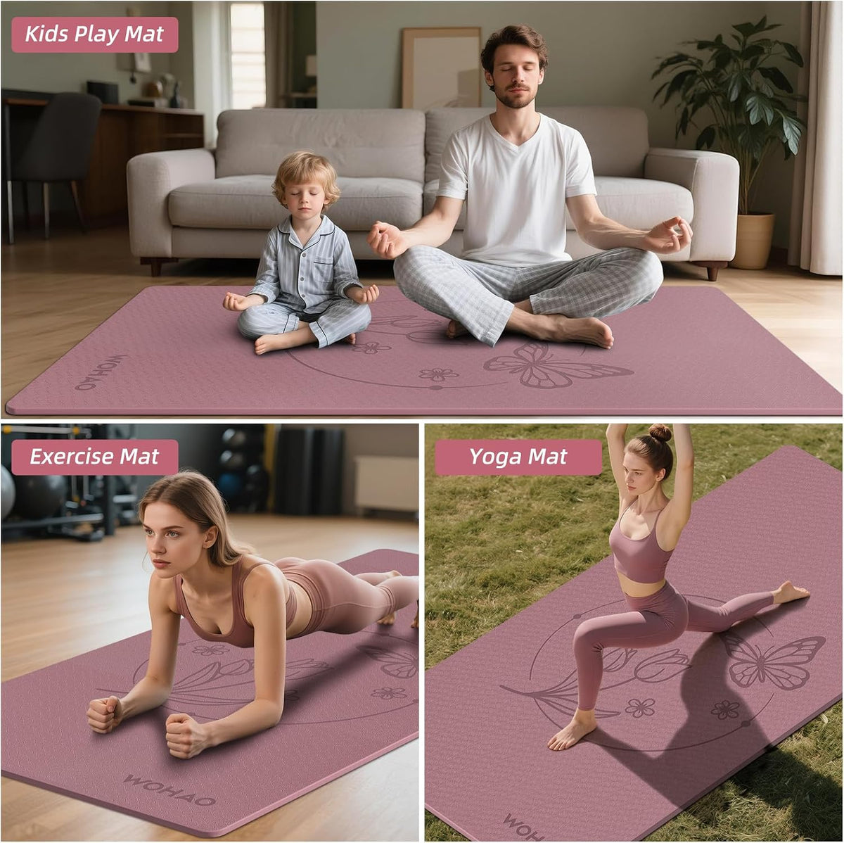 Large 76"x40"x0.4" Yoga Mat